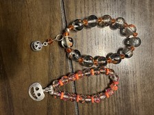Halloween Beaded Charm Bracelets Set with Metal Accents