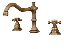 Brass 3 holes Bathroom Sink Faucet Dual Cross Handles Basin Tap hwzh041