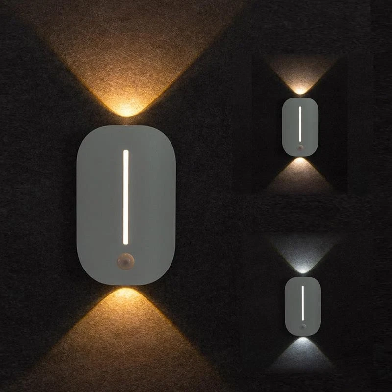 Lámpara de Pared LED Batería con Detector de Movimiento IR, Lámpara de Noche Luz de Orientación