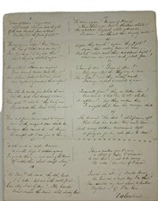 Poema de amor de San Valentín c.1810 a futura esposa Catherine Wolf, manuscrito Juana de Arco