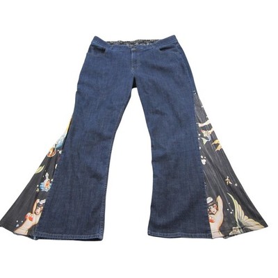 Riders By Lee Jeans Womens 20W Blue Midrise Bootcut Tattoo Pinup Flare Art