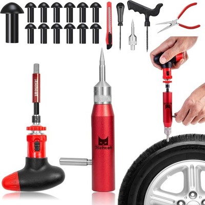 Richcat Tubeless Tire Puncture Repair Kit with Mushroom Plug, Repairs punctur...