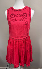 Free People Cottagecore Midi Dress Sz 8 Embroidered Floral Peasant Picnic Boho