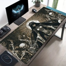 40 90cm Oversized Gothic Skull Art Gaming Mouse Pad with Mysterious Figure Ske