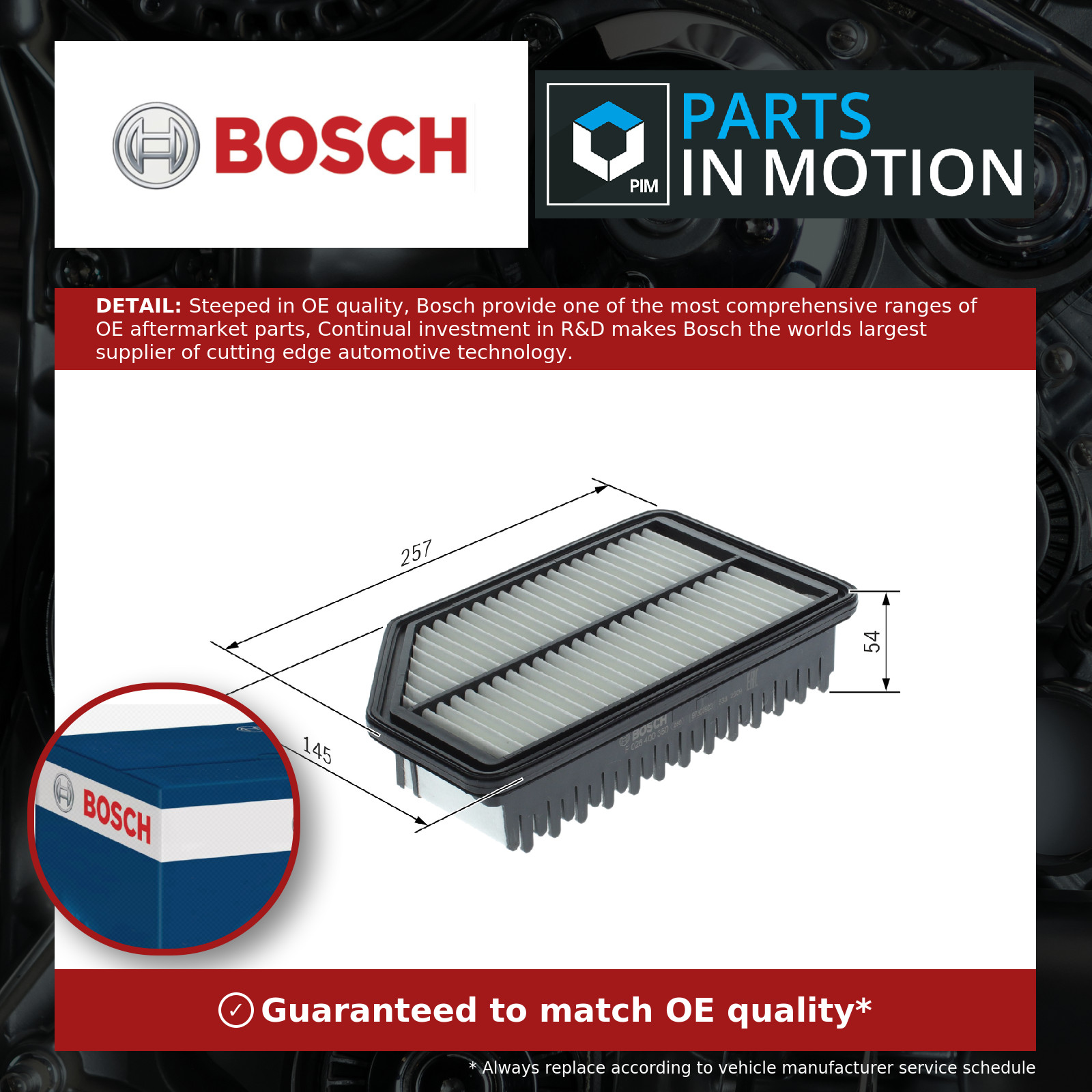 Bosch F026400350 Air Filter Insert Fits Hyundai Accent Veloster Kia Soul Rio New - Image 3
