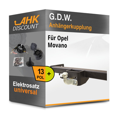 Für Opel Movano 11.2012- G.D.W. Anhängerkupplung starr + 13polig E-Satz AHK