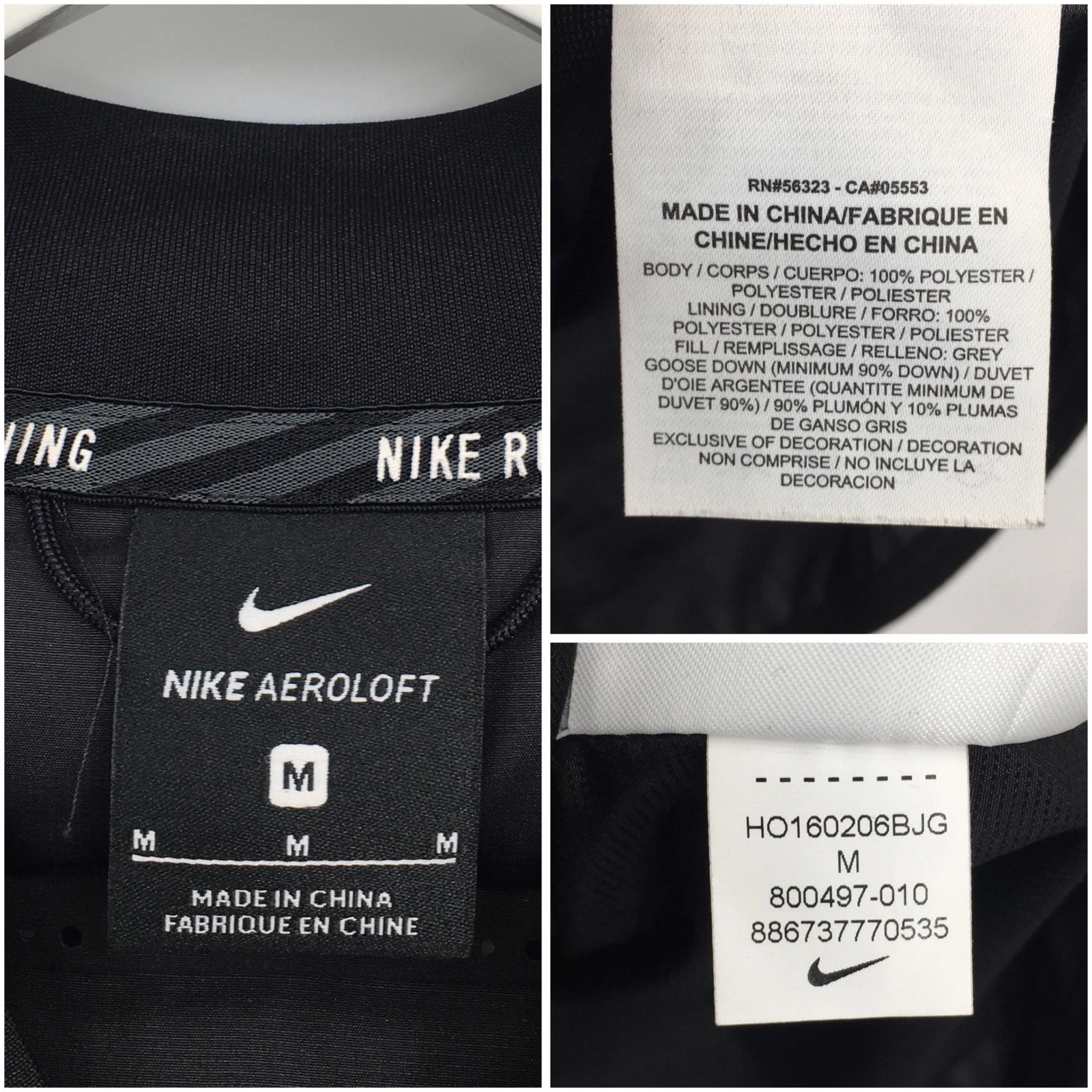 Nike Aeroloft 800 Running Down Vest Mens Medium Black Puffer Full Zip 800497-010 image 5