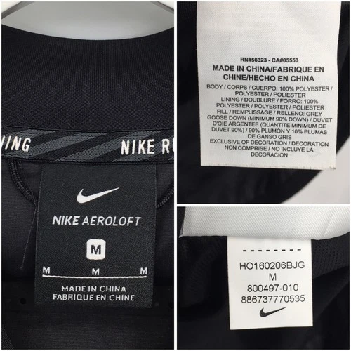 Nike Aeroloft 800 Running Down Vest Mens Medium Black Puffer Full Zip 800497-010 image 5
