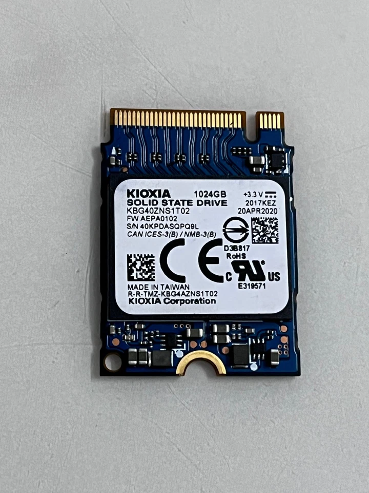SSD KIOXIA (Toshiba) KBG40ZNS1T02 1 TB NVMe M.2 2230 PCIe 3,0 x 4 para Steam Deck Foto 2 de 4