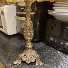Tall Ornate Rococo Baroque Style Table Lamp Gilt Cast Brass/Metal Heavy