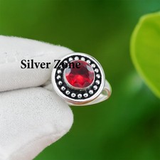 Garnet Gemstone 925 Sterling Silver Handmade Jewelry Ring Size 5 to 13