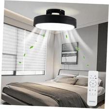 Modern Bladeless Ceiling Fans with Lights and Remote, 20.08IN A07-Black