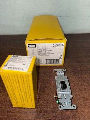 10 NEW HUBBELL CS320BK 3-WAY SWITCH BLACK SIDE WIRE  20 AMP 125V S9
