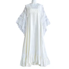 Vintage LORRIE DEB Satin Lace Trim Dress Size S Kimono Sleeve Prairie Tea Party