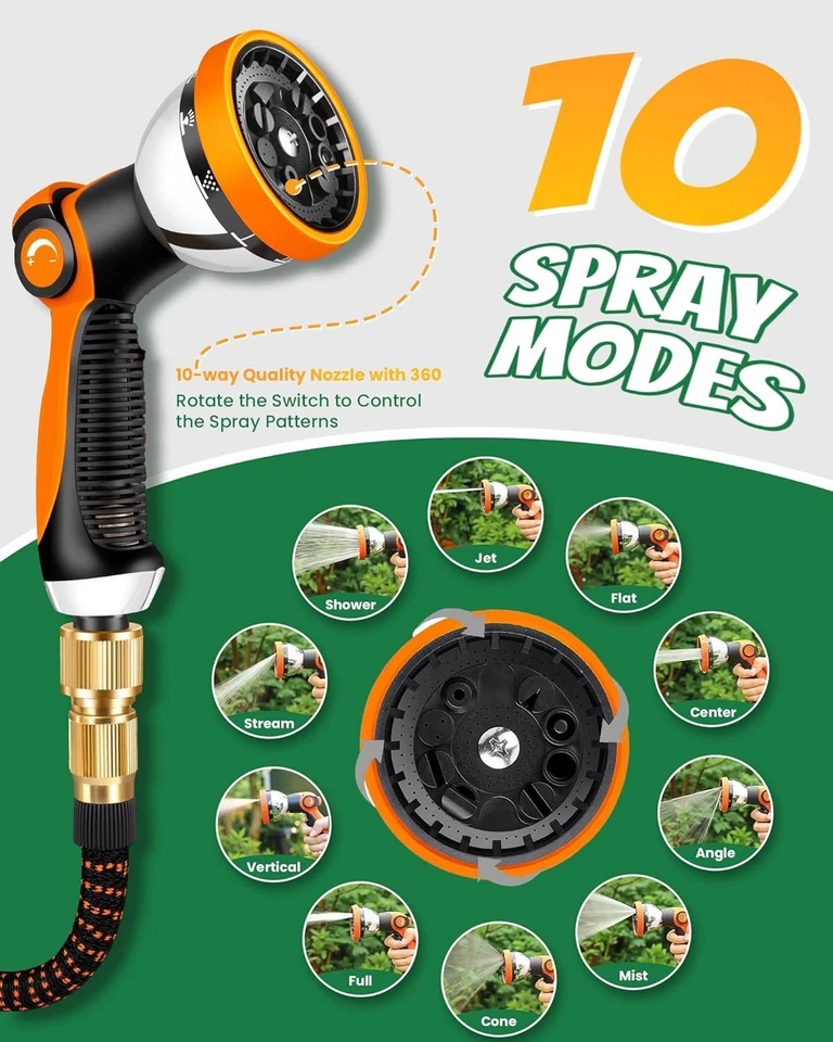 Expandable Garden Hose - 100FT (30M) Copper Bullet with 10 Function Spray Nozzle - image 3 of 4