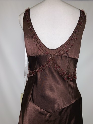 Vintage Y2K Aspeed Asymmetrical Coquette Fairy Brown Gown Dress Prom Large - Picture 7 of 17