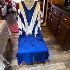 Blue/White Colorblock Sleeveless Wide-Leg V-N...