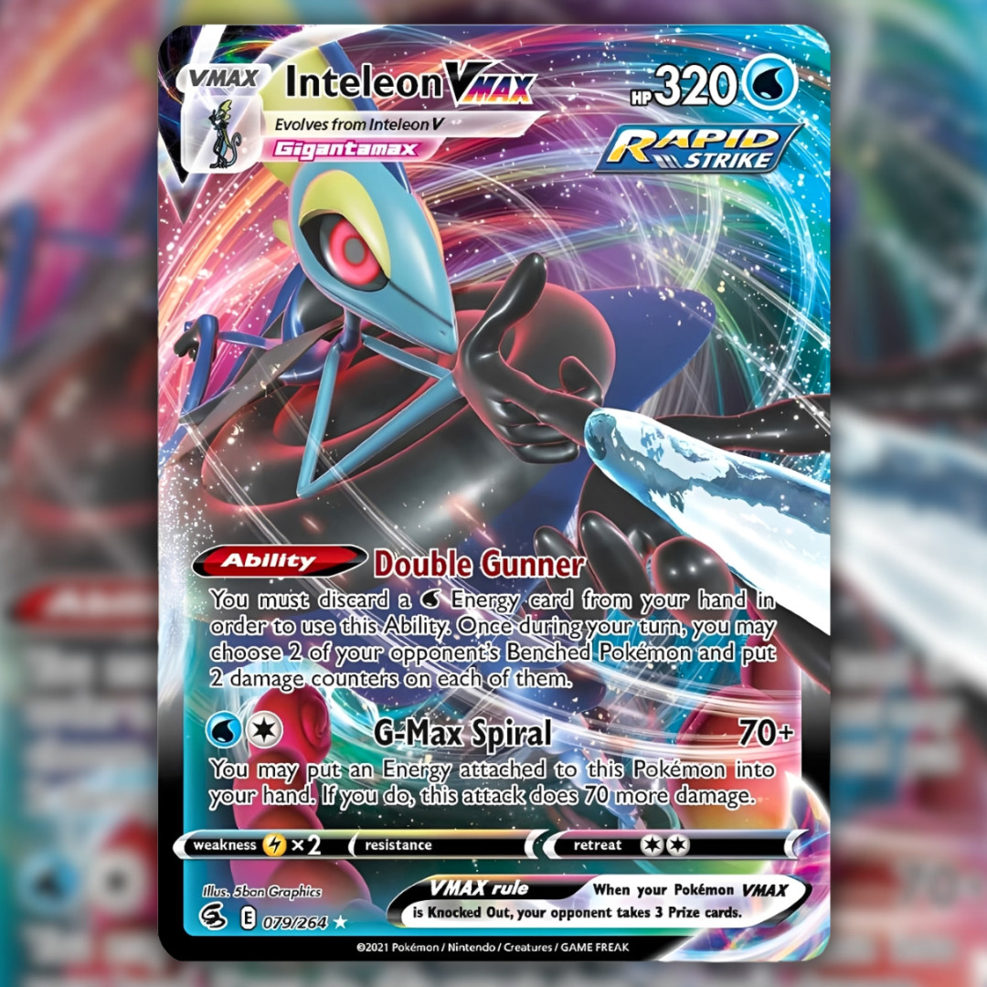 Inteleon VMAX 079/264 Ultra Rare Holo Pokemon Card (SWSH08: Fusion Strike) NM