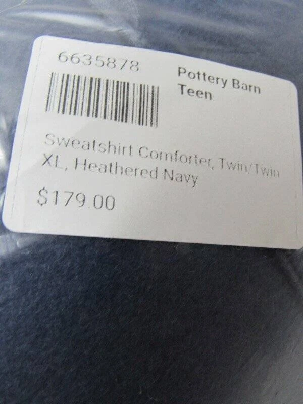 Pottery Barn Teen Sweatshirt Comforter Twin/TwinXL Heathered Navy New - Image 2 of 4