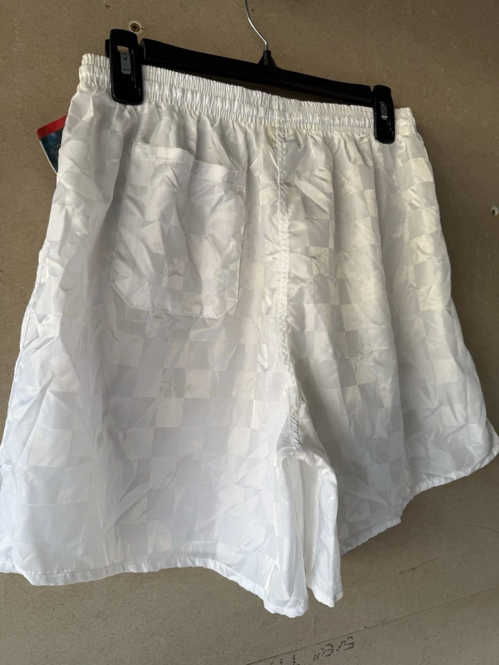 Pantalones Cortos de Fútbol Umbro Blancos A Cuadros De Colección NOS Para Hombre Talla Grande Años 90 Hechos en EE. UU. Foto 4 de 4