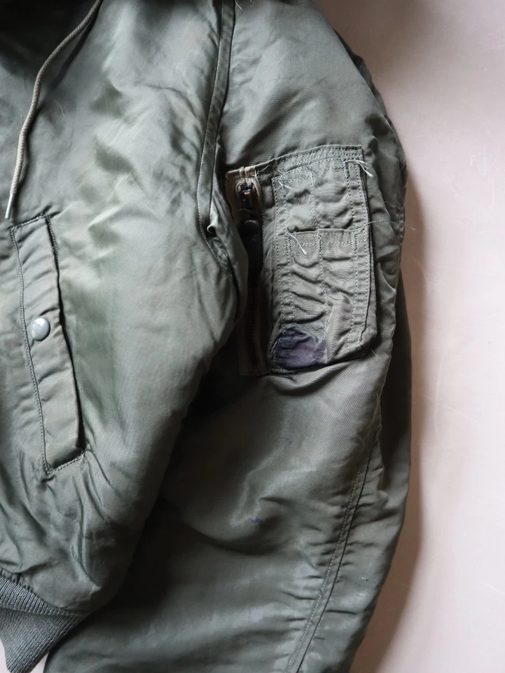 Vintage 60s 70s Alpha Industries N-2B Flight Jacket Fur Hood Size L Made in USA - Image 2 of 4