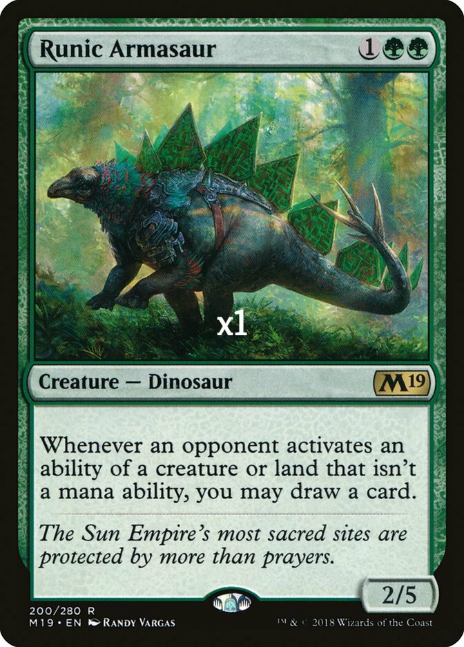Runic Armasaur 1x FOIL M19 MTG Core Set 2019 Rare MINT green Runic Armasaur 1x FOIL M19 MTG Core Set 2019 Rare MINT green