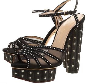 Charlotte Olympia-Negro Malla Cactus Tachonado Tobillo Sandalias De  Plataforma. | eBay
