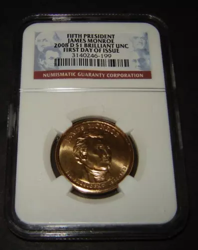 2008-D James Monroe Fifth President Dollar First Day of Issue NGC 3140246-199