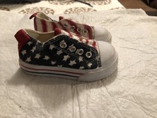 Childrens Place toddler kids canvas shoes size 5 red white  blue flag print