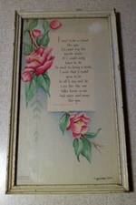 Antique 1925 Hallmark Motto Smile Friend Gift Framed Print Edgar A Guest