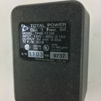 Genuine Total Power TP48111ER Output 9 V 550 mA Power Supply Adapter A41