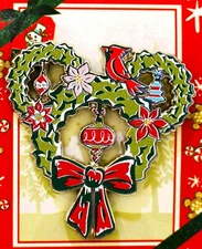Disney Parks 2022 Christmas Wreath Pin Mickey Ears Holiday Cheer Collection