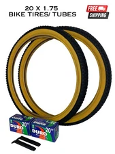 20 x 1.75 Bicycle Tires BMX Freestyle DURO Black /Gum Wall Bike Tubes BUNDLE