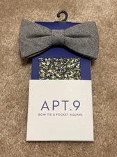 Apt 9 Mens Bow Tie & Pocket Square - Blue NWT! A1203