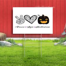 Yard Signs Peace Love Halloween with Scary Pumpkin Yard Signs Festival Haunted H