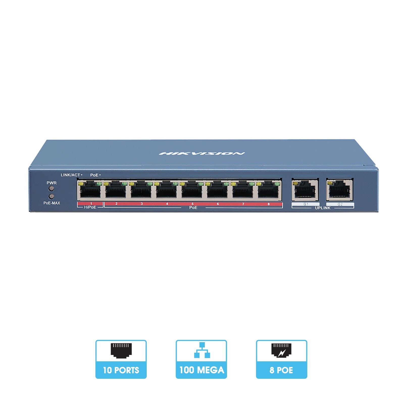 Switch PoE 8 ports élimine les pertes de signal réseau à 300m