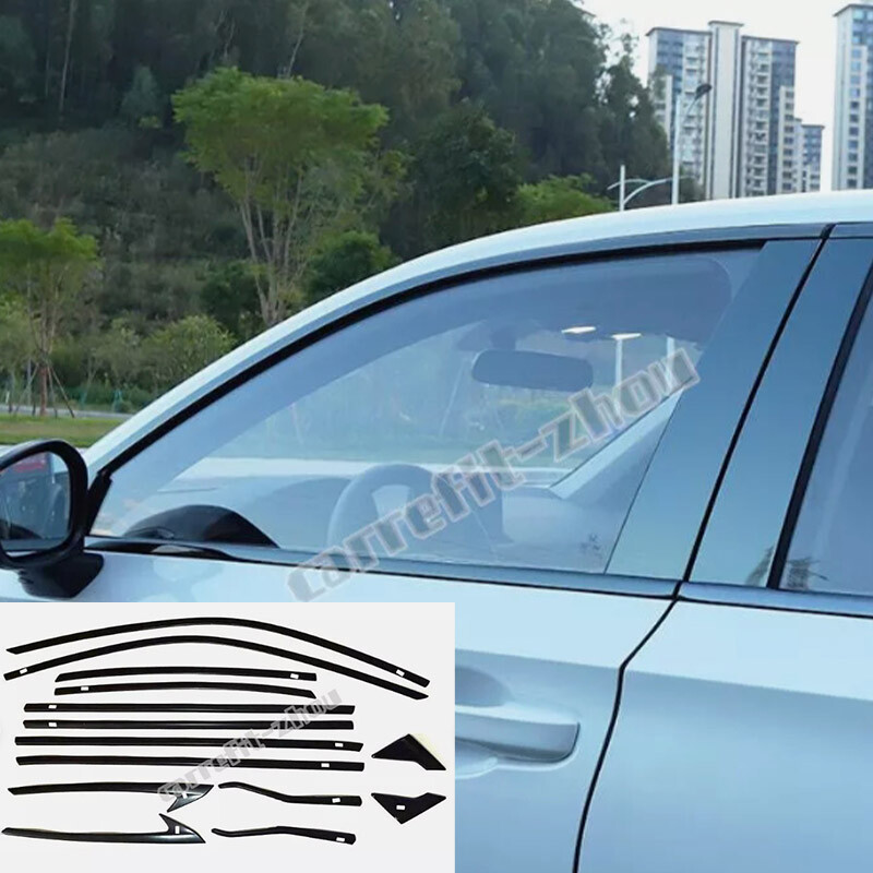 For Honda Civic Sedan 2022-2024 Black Steel Car Window Molding Frame Strips Trim