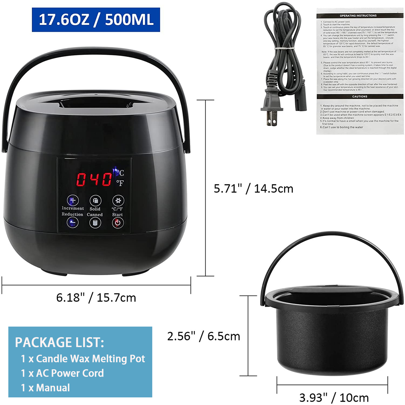 Candle Making Kit Electric Wax Melting Pot Candle Melter DIY Soy Wax