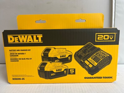 DeWalt DCB205-2C 20V MAX XR Lithium-Ion Batteries & Charger 2x 5Ah Included 2025