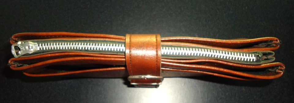 Carteira vintage 7ROLFS talão de cheques embreagem 3 compartimentos alça de pressão marrom tamanho-10x5x1,5" - Imagem 4 de 4