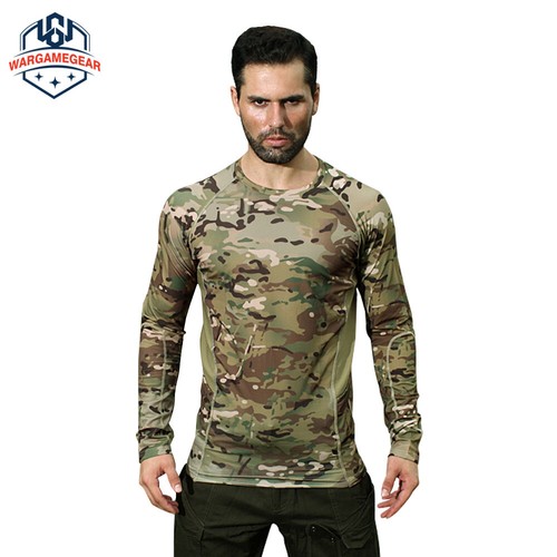 Men Tactical T-Shirt Long Sleeve Tops Military Combat Casual Camo outdoor Hiking - Picture 16 of 29