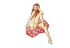 6" military nose art casino girl pin up dice right bumper sticker decal usa made