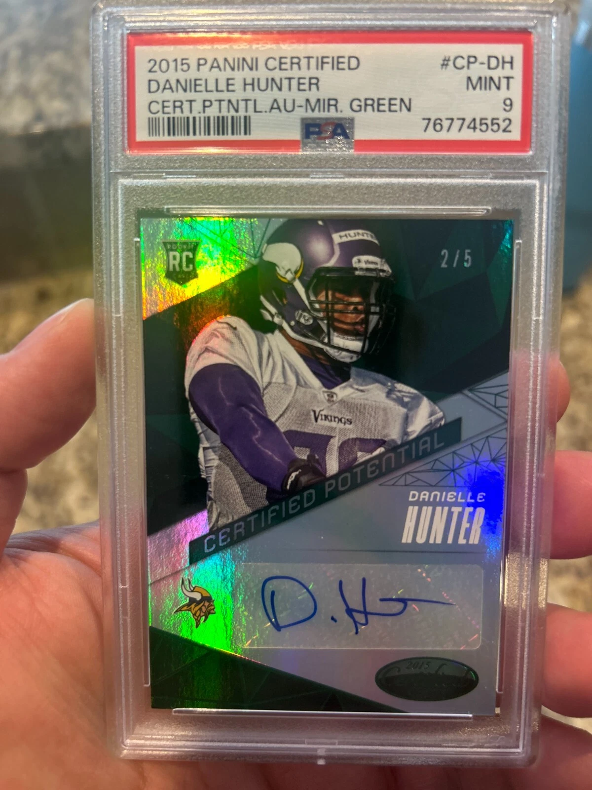 Danielle Hunter Panini Certified Certified Potential Autograph #CPDH Mirror Green