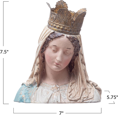 ✨Hand-Painted Magnesia Vintage Reproduction Virgin Mary Bust Removable Crown - Picture 3 of 6