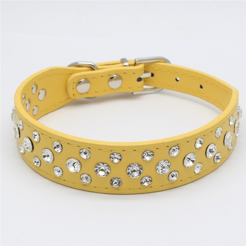 Dog Collar PU Leather Rhinestone Diamante Bling Crystal Cat Puppy Pet Choker - Picture 6 of 20