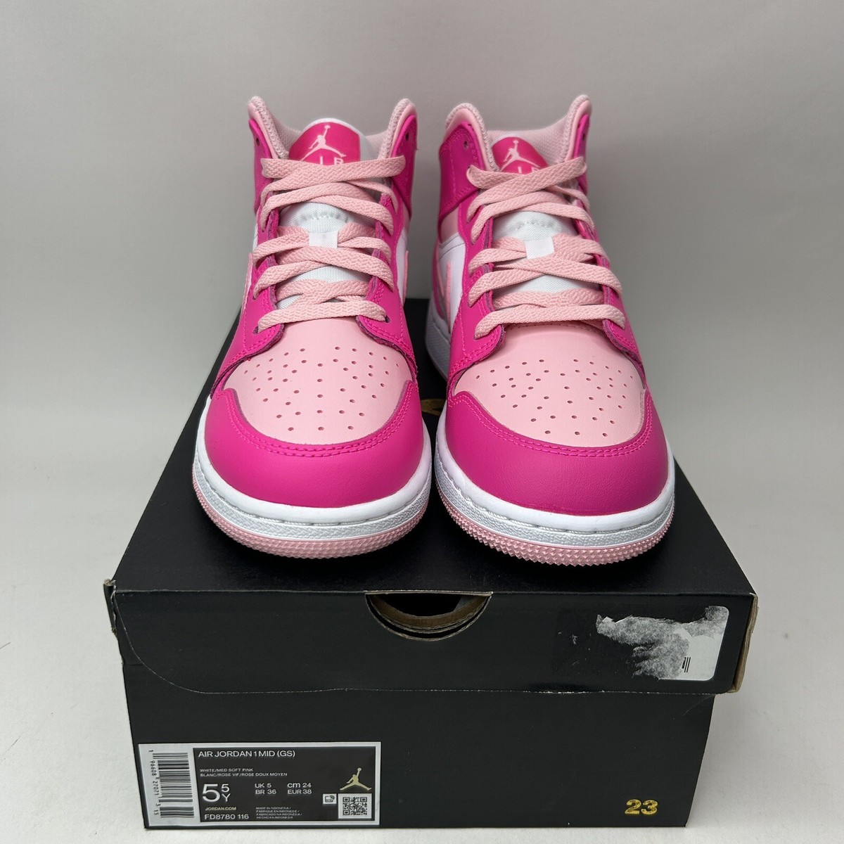 Nike Air Jordan 1 Mid GS “Fierce Pink/Barbie” FD8780-116 5.5