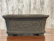 Large Rectangular Concrete Bonsai Pot 13.75” X 10” X 5.5” color “Charcoal”