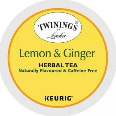 Lot NIB 24 Kcup Twining London Lemon Ginger Herbal Tea Father Caffeine Free Ship