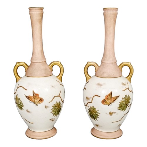 Antique 1880's German Franz Anton Mehlem, Royal Bonn blush Aesthetic vase pair - Picture 6 of 18