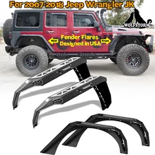 4 PCS Black Front&Rear Fender Flares For 2007-2018 JEEP WRANGLER JK w/LED Lights